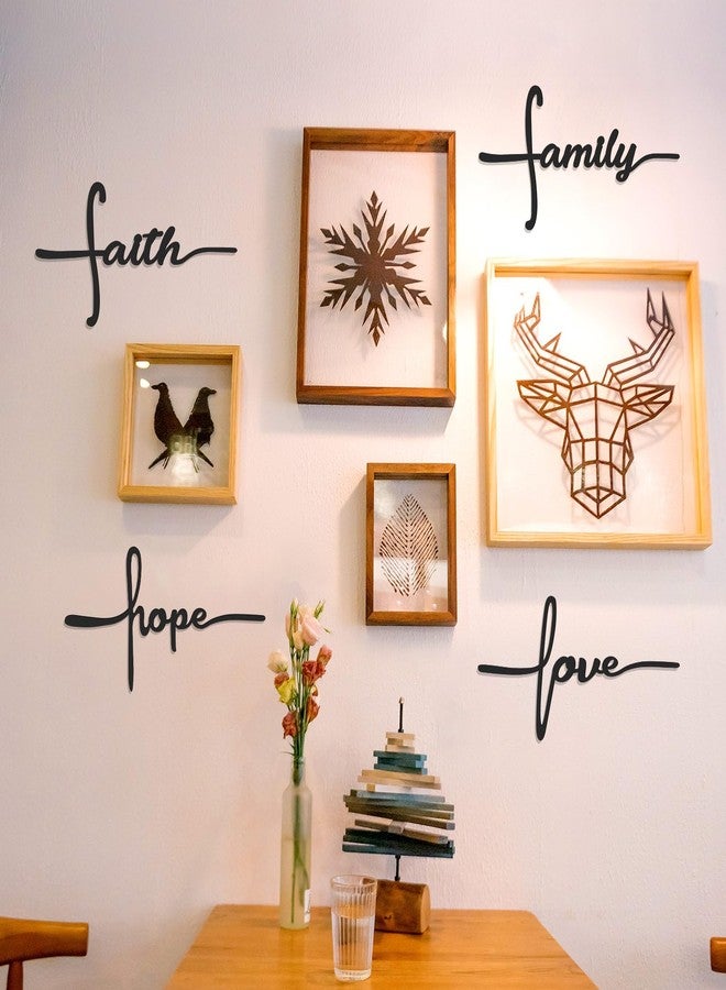 Bnesi Metal Wall Art Sign 4-Piece Set: Love, Faith, Family, Hope - 15 x 8 in Waterproof Religious and Spiritual Hanging Cross Wall Decor for Home Decoration - Image 4